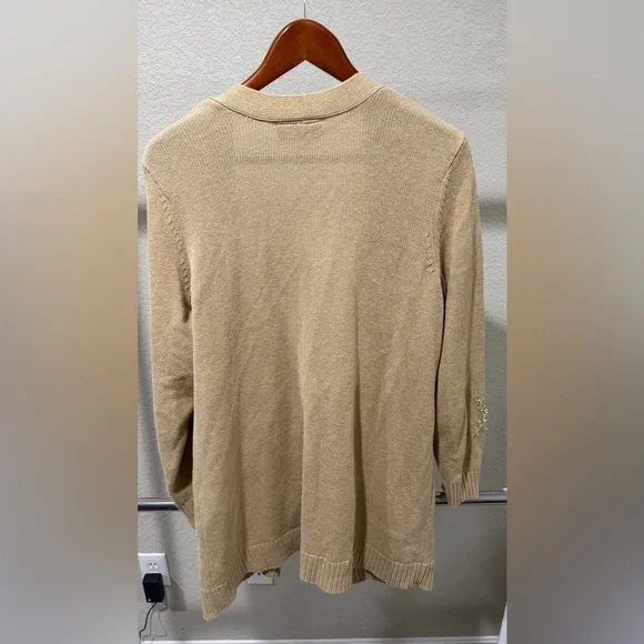 Lane Bryant Sweater Womens Plus Cardigan Open Front Metallic Gold New - Picture 4 of 4